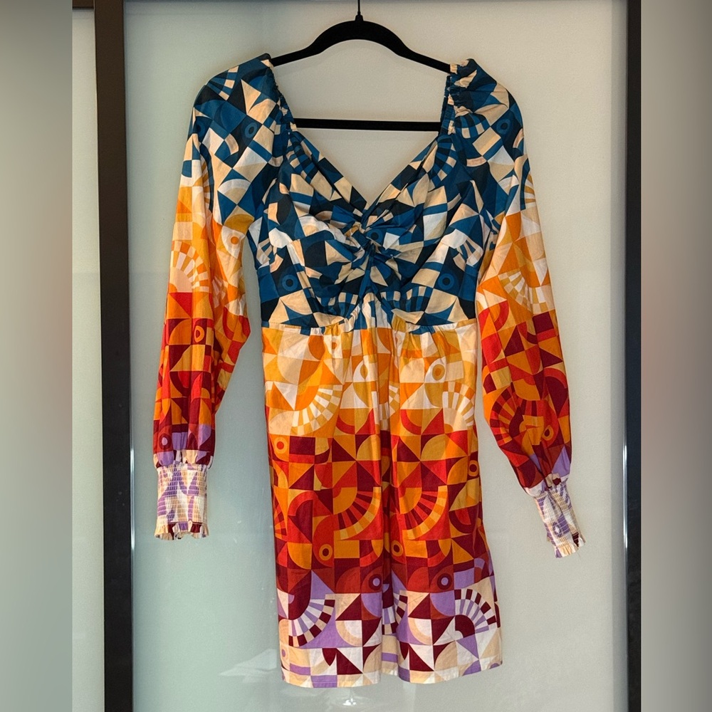Farm Rio Long Sleeved Printed Babydoll Mini Dress size S